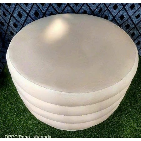 88003015 : Bàn Sofa, Ottoman Hình Tròn - Trắng Dove